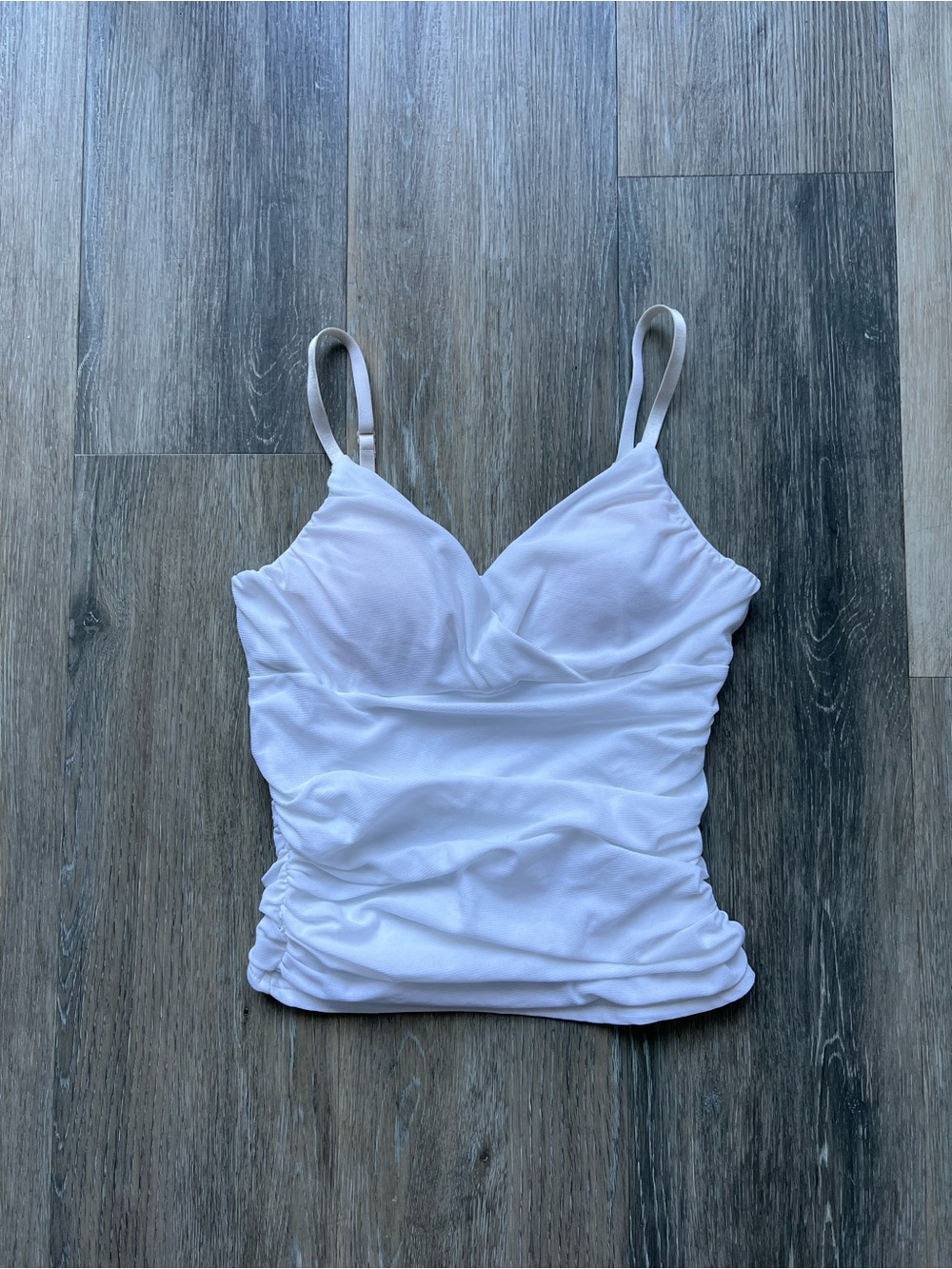 One Step Ahead White Ruched Cami Tank Top